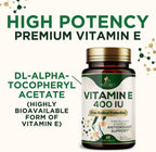 Vitamina E 180mg por Dosis - DL-Alfa Tocoferol - 60 Softgels