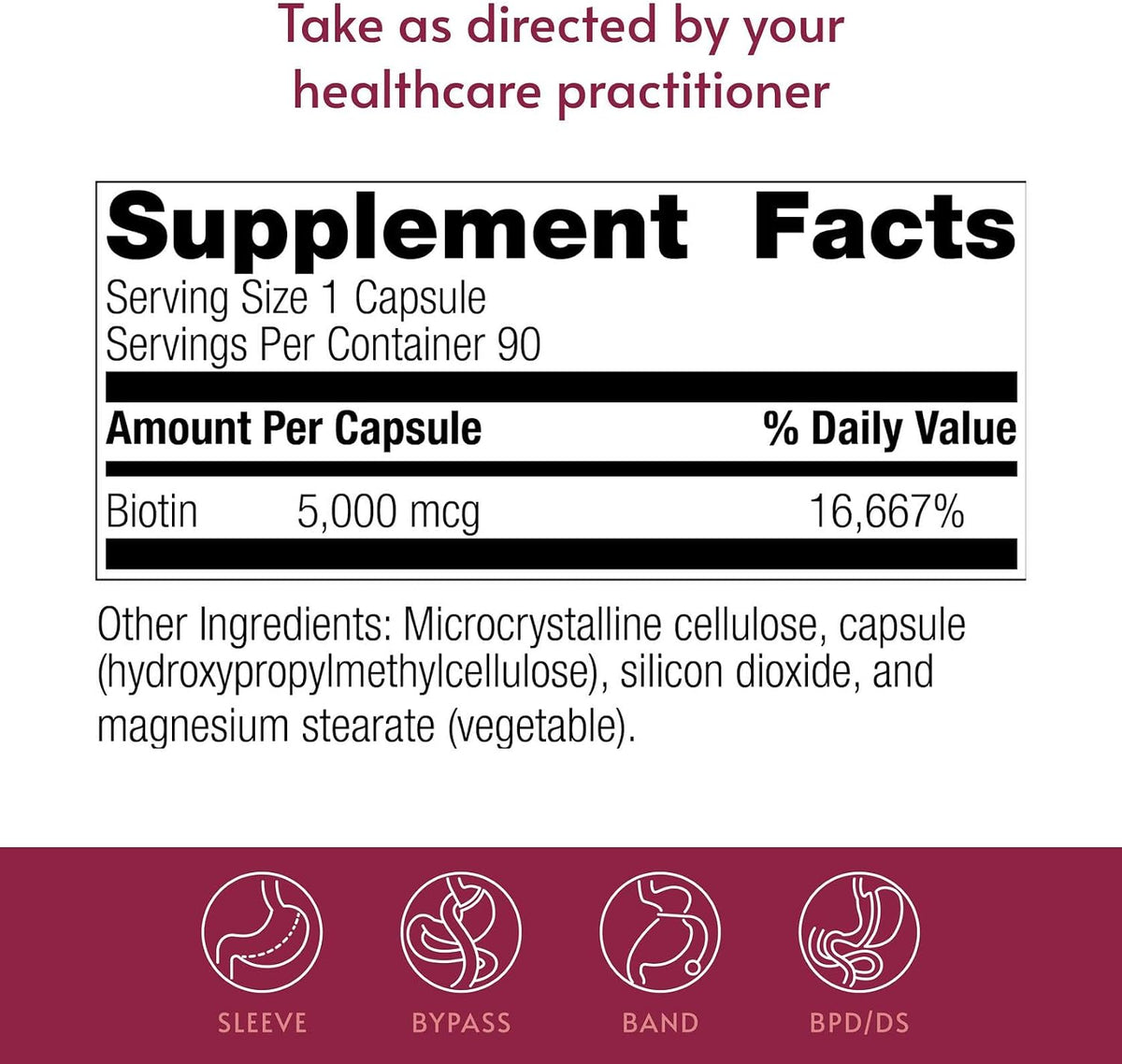 Bariatric Advantage Biotin 5,000 mcg - para – El mantenimiento de las membranas mucosas en condiciones normales. – Image 4