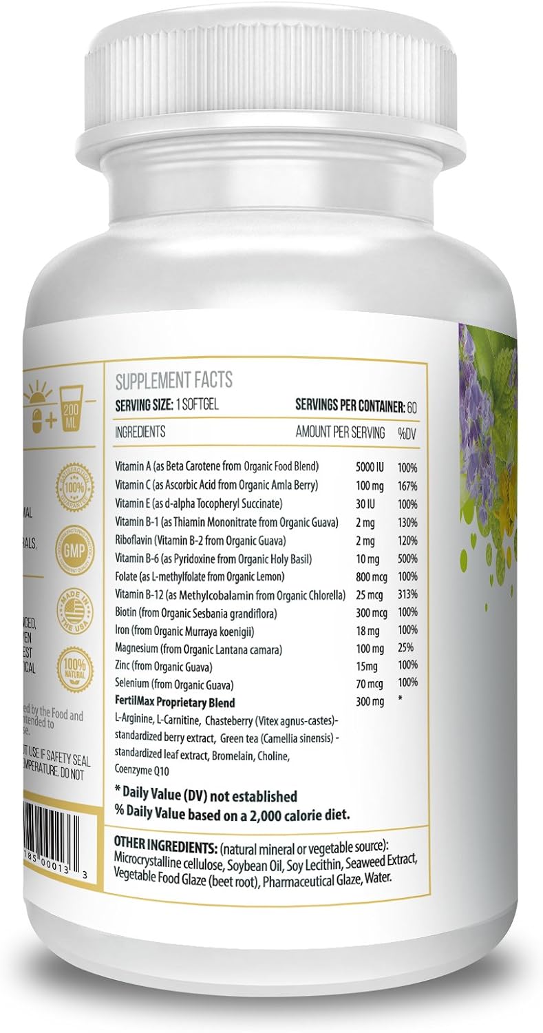 ACTIF Organic FertilMax - Suplemento de Fertilidad y Apoyo a la Ovulación (60 Cápsulas)
