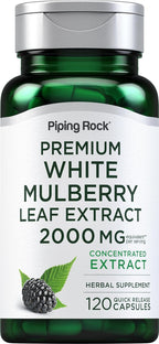 Cápsulas de Extracto de Hoja de Morera de Piping Rock | 120 Unidades | Suplemento Herbal | No-GMO, Sin Gluten