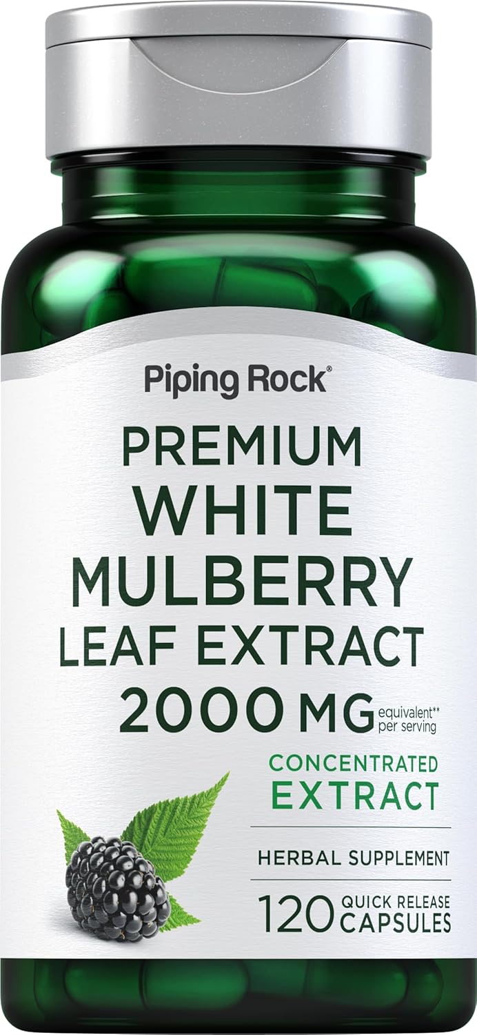 Cápsulas de Extracto de Hoja de Morera de Piping Rock | 120 Unidades | Suplemento Herbal | No-GMO, Sin Gluten