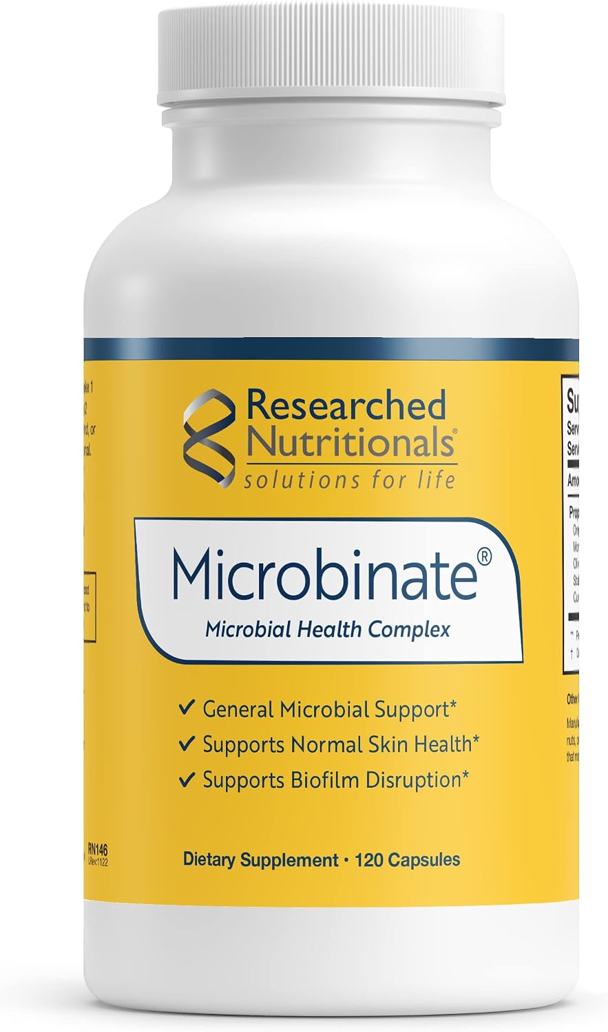 Researched Nutritionals Microbinate - Complejo de apoyo microbiano y respuesta inflamatoria (120 cápsulas)