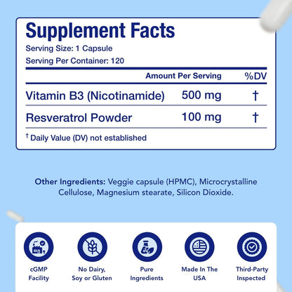 NasaBeahava Nicotinamida 500 mg con – Contribuye al mantenimiento de la piel y las mucosas en condiciones normales. – Image 4