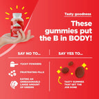 Complejo B en Gominolas para Adultos y Niños - Vitaminas B1, B2, B3, B6, B12 y Folato con Vitamina C - 60 Gominolas