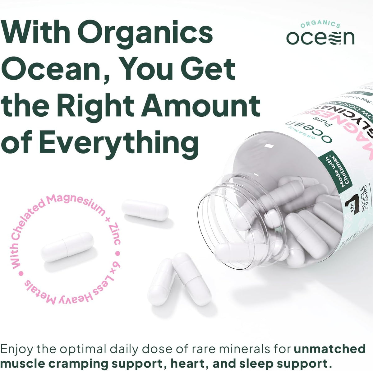 Organics Ocean Magnesio Glicinato Puro con – Malato de magnesio: Útil para la producción de energía, pero menos – Image 3