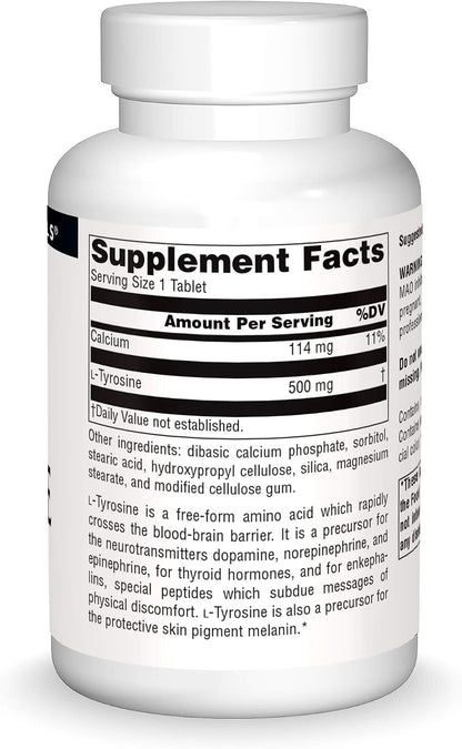 Source Naturals L-Tirosina - Complemento alimenticio de aminoácido libre - 100 comprimidos – Image 3