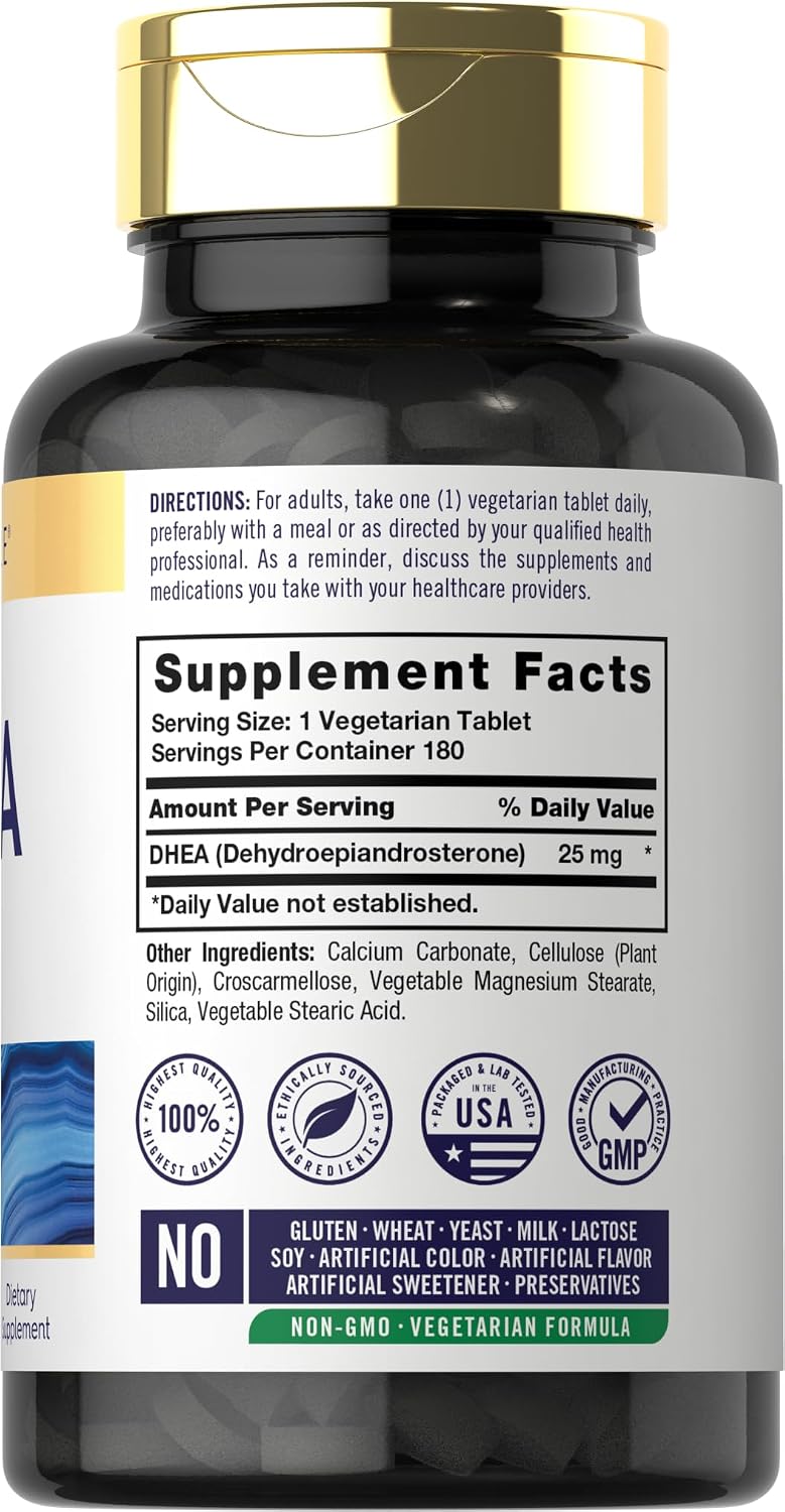 Carlyle DHEA 25 mg 180 Comprimidos | Suplemento para Mujeres y Hombres