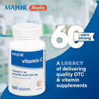 MAJOR Vitamina C 250 mg - Complemento Alimenticio - 100 Comprimidos (2 Paquetes)