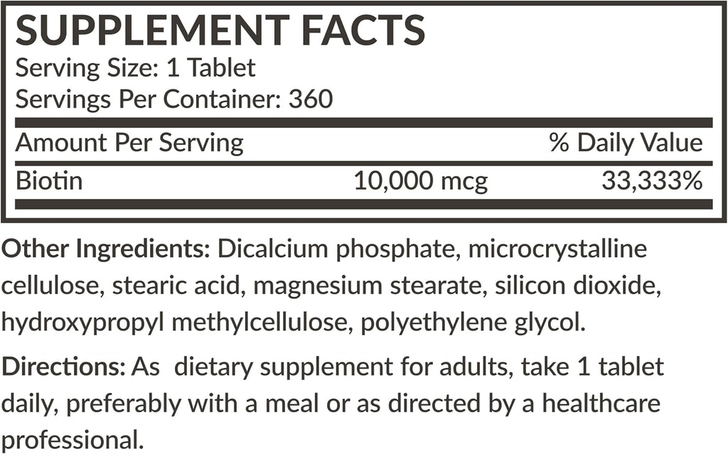 Futurebiotics Biotina 10.000 mcg – 360 Comprimidos Veganos