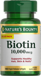 Nature's Bounty Biotina 10.000 mcg, 250 Cápsulas Blandas de Liberación Rápida