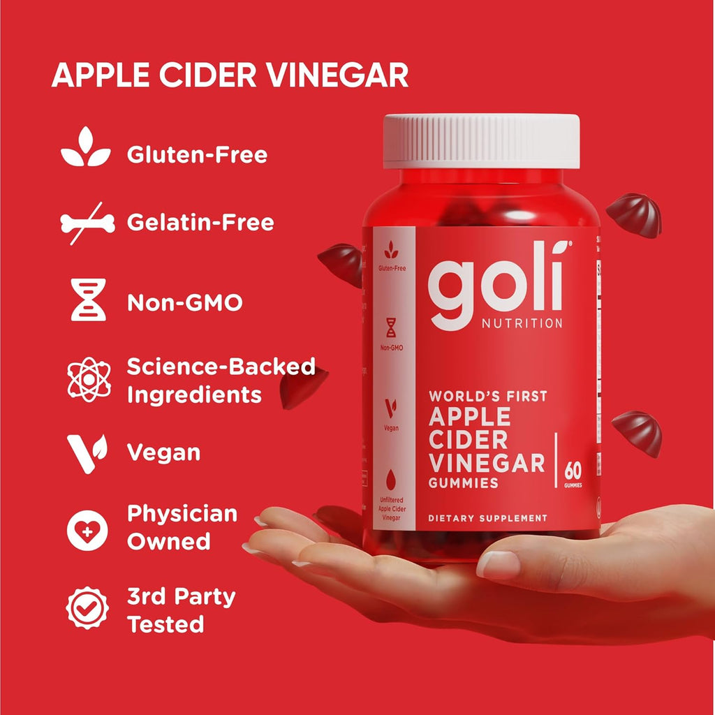 Gominolas de Vinagre de Manzana Goli con Vitamina B12, Remolacha y Granada - 120 unidades (2 pack)