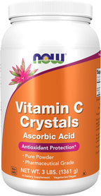 NOW Foods Cristales de Vitamina C (Ácido Ascórbico) - 3 Libras (1.36 kg)