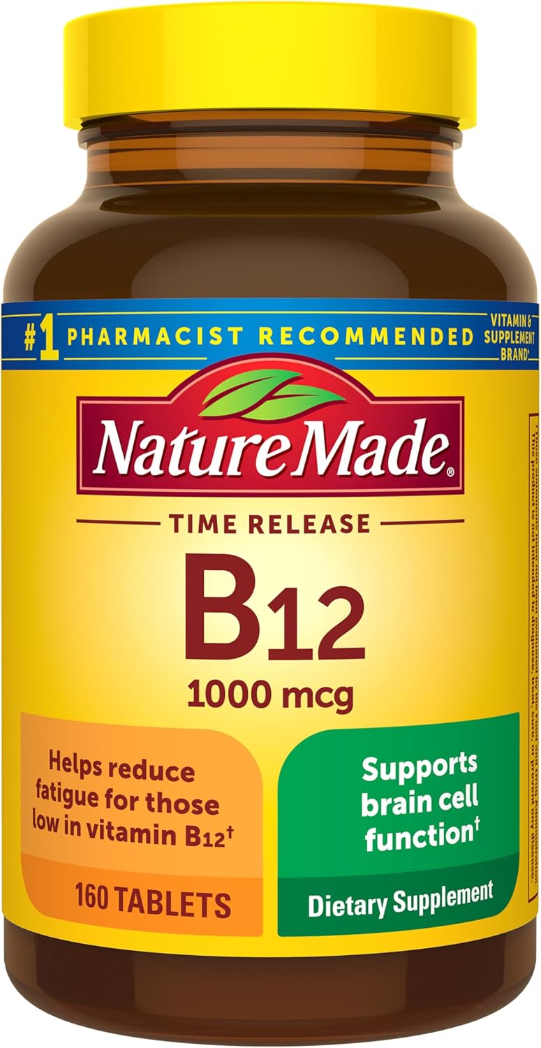 Nature Made Vitamina B12 1000 mcg, Comprimidos de Liberación Prolongada, 160 Comprimidos