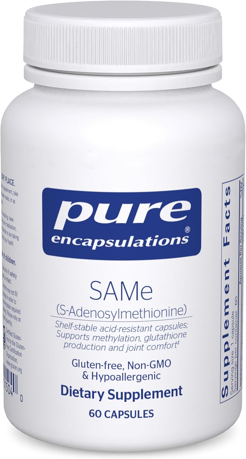 Pure Encapsulations SAMe S-Adenosilmetionina 200 mg - 60 Cápsulas - Apoyo Articular y Producción de Glutatión - Sin Gluten y No GMO