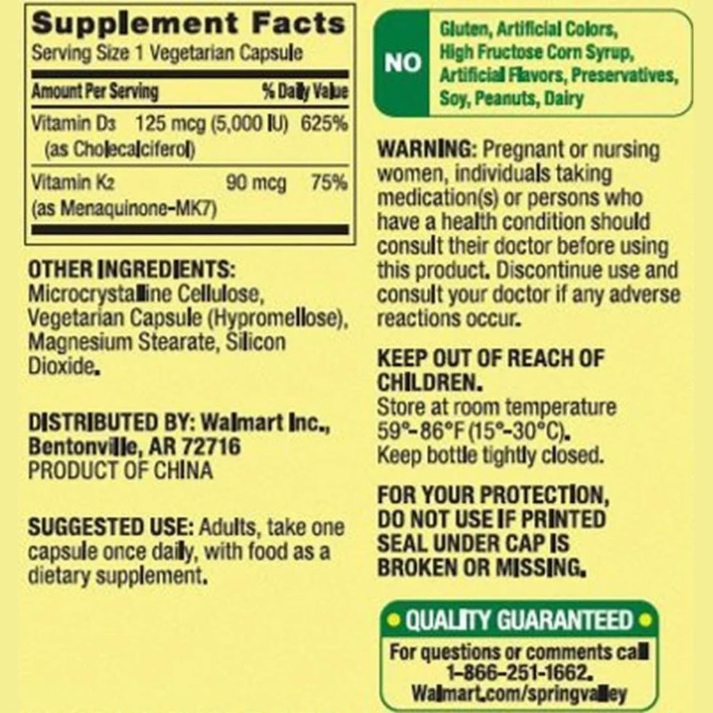 Vitamina K2 + D3 Cápsulas Vegetarianas, Salud Ósea e Inmune (90 cápsulas)