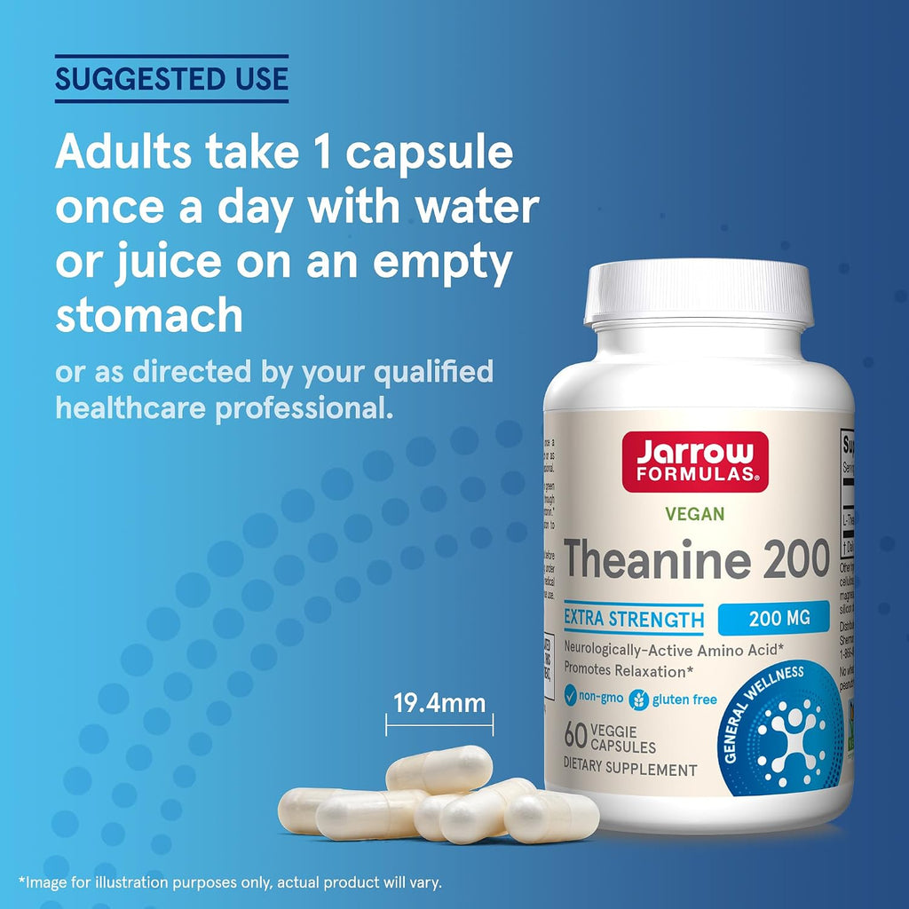 Jarrow Formulas Extra Strength Theanine 200 mg - 60 Cápsulas Vegetales