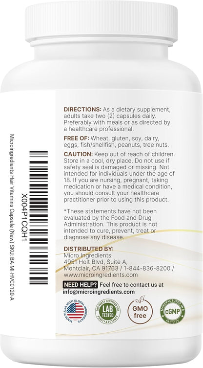 Micro Ingredients Complejo de Vitaminas para el Cabello, 120 Cápsulas – Image 9