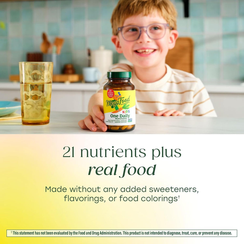 MegaFood Kids One Daily - Multivitamínico infantil con 21 vitaminas y minerales - 60 comprimidos