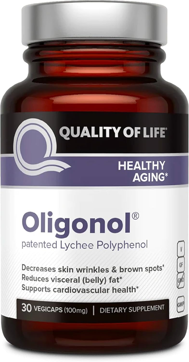 Quality of Life Oligonol Premium Anti Aging - Lychee & Green Tea Antioxidant Supplement (30 Vegetable Capsules)