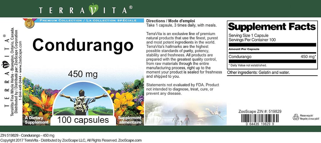 Condurango - 450 mg (100 Cápsulas) - Terravita