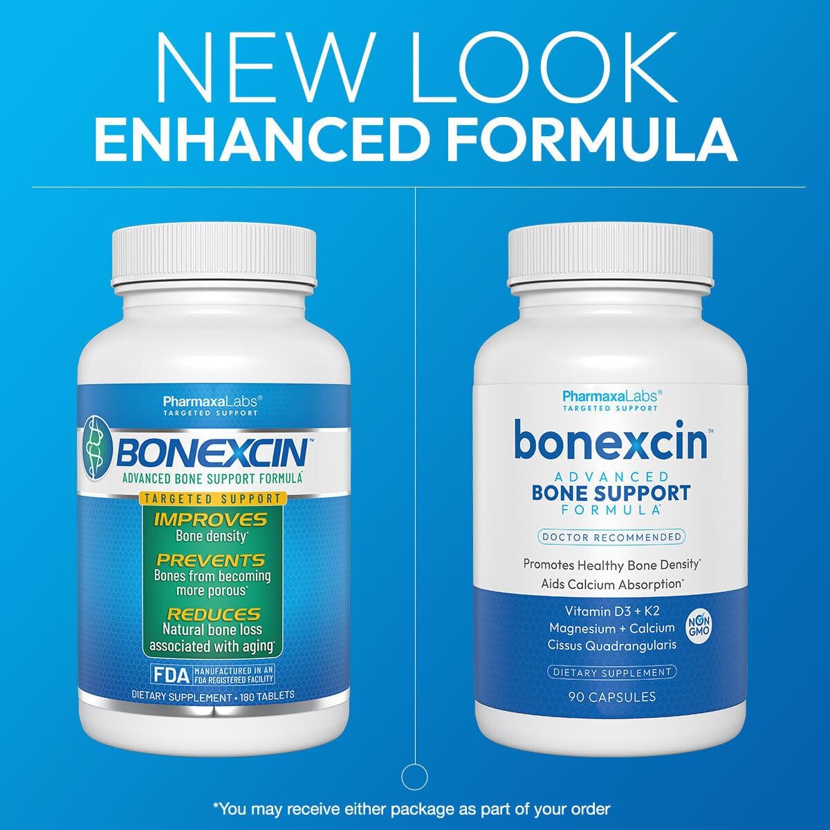 Bonexcin Advanced Bone Support Formula – Calcio, Magnesio, Vitamina D3 y K2 – 90 Cápsulas