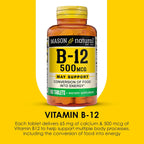 MASON NATURAL Vitamina B12 500 mcg con Calcio, 100 Comprimidos (Pack de 3)