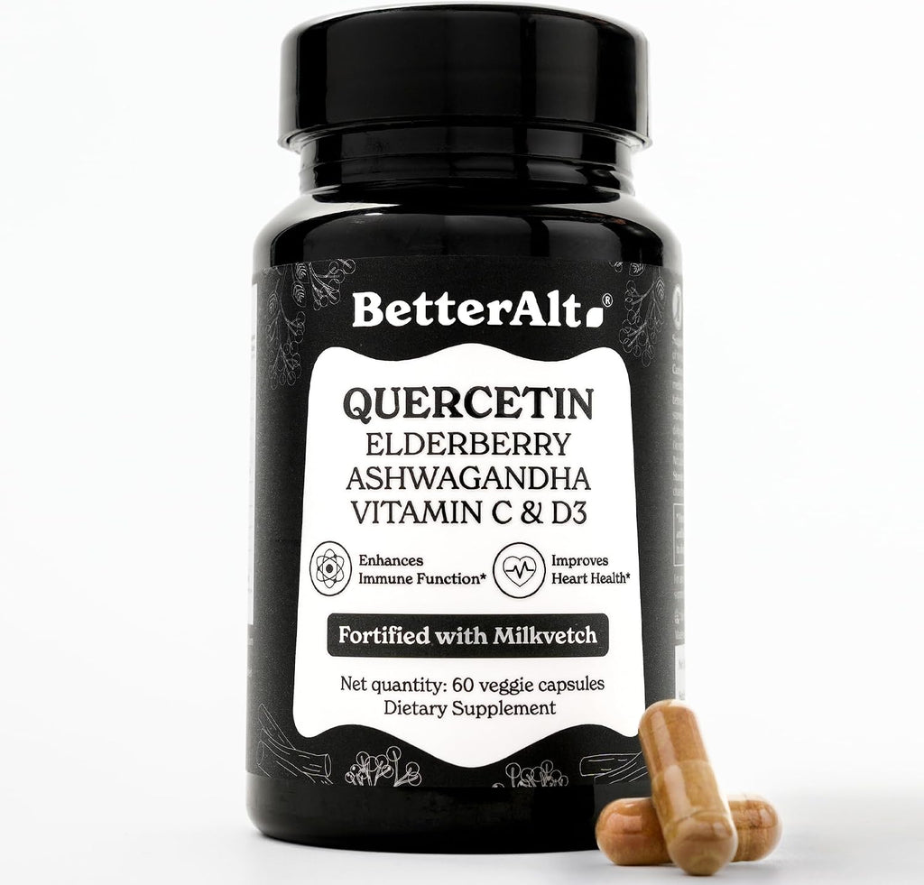 Better Alt 100mg Quercetin Capsules con Saúco, Ashwagandha y 9 Hierbas Potentes