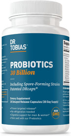 Dr. Tobias Probióticos 30 Mil Millones UFC, 10 Cepas, Liberación Dirigida, 60 Cápsulas