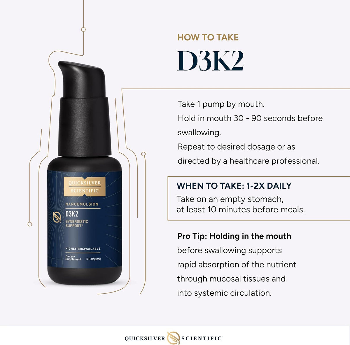 Quicksilver Scientific Nanoemulsified D3K2 - – Personas mayores, ya que la capacidad de sintetizar vitamina D – Image 6