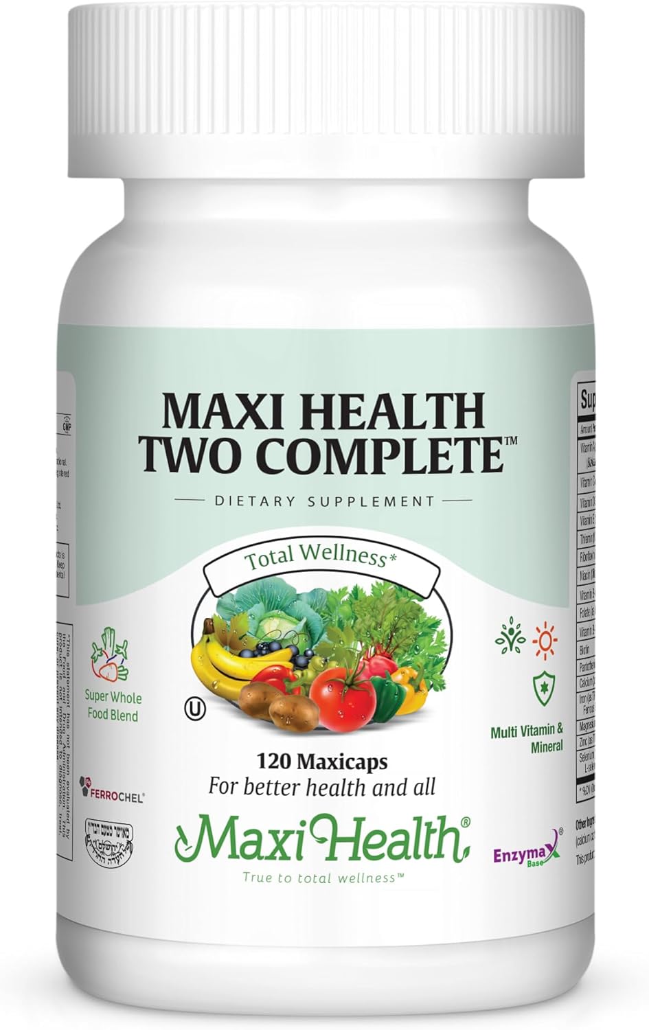 Maxi Health Multivitaminas para Hombres y Mujeres – Complejo Multivitamínico Diario – Vegano y Kosher – 180 Cápsulas