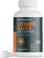 Bronson Vitamina K2 D3 (MK7) - 360 Comprimidos, D3 5000 UI (125 mcg) y K2 MK-7 90 mcg