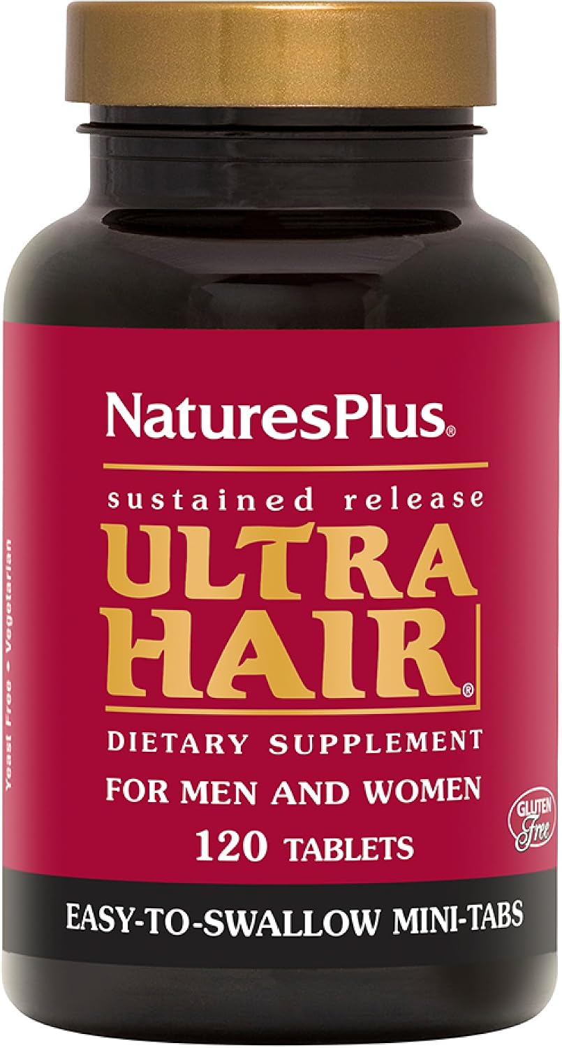 NaturesPlus Ultra Hair - 120 Mini comprimidos de liberación sostenida - Para hombres y mujeres - Sin gluten