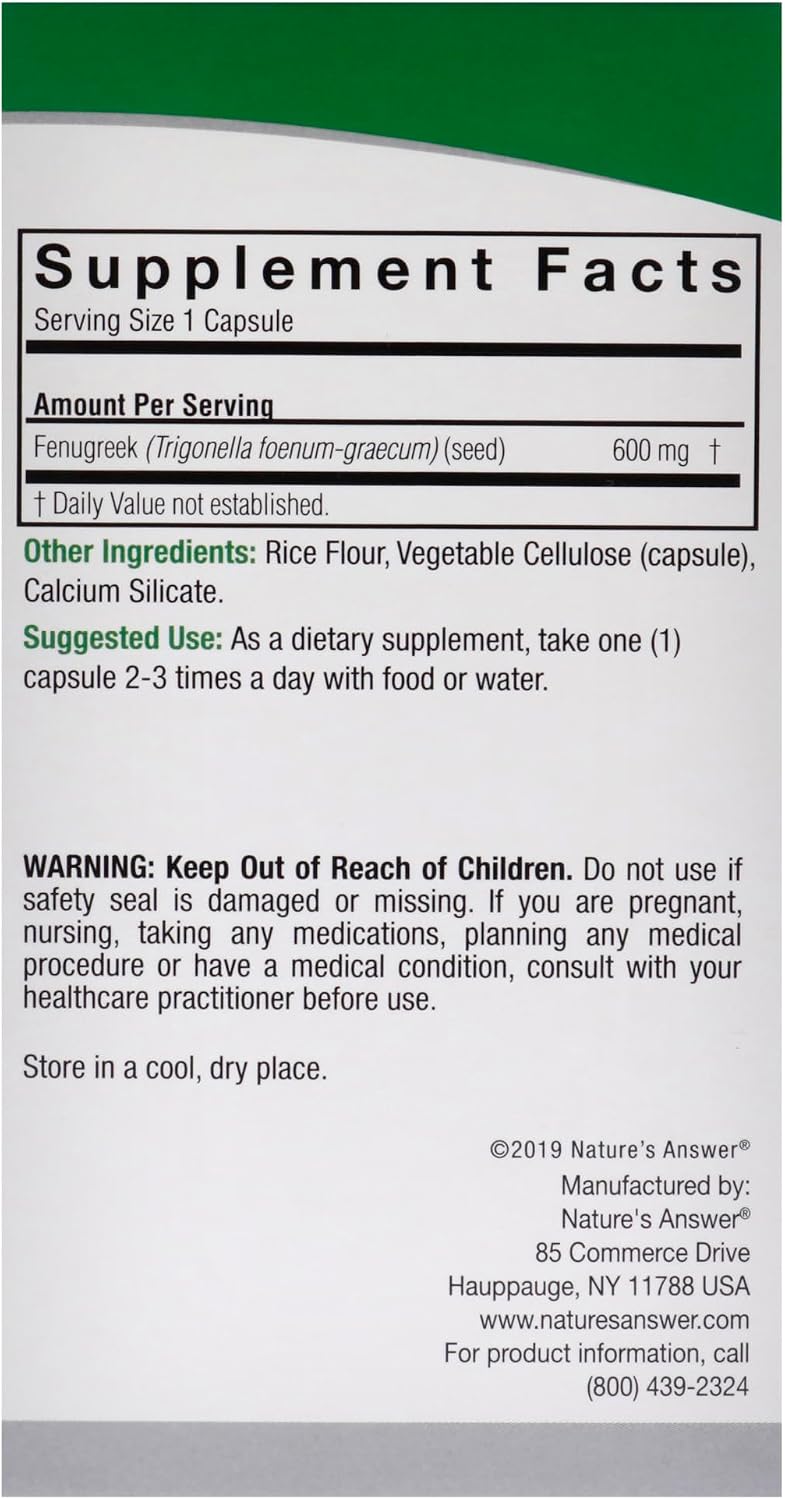Nature's Answer Fenugreek Seeds - 90 Tablets