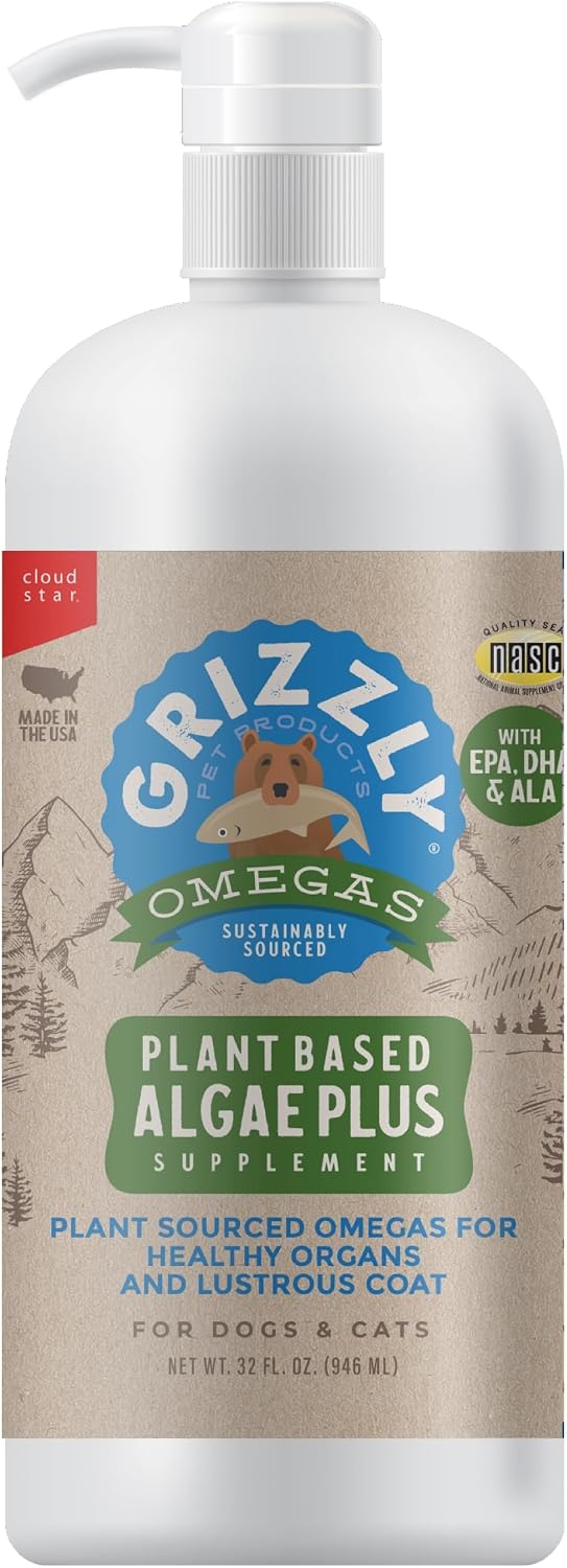 Grizzly Pet Products Algal Plus Omega 3-6-9 Suplemento para Perros y Gatos, 946 ml