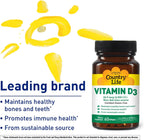 Country Life Vitamina D3 2500 UI – 60 Cápsulas Blandas Sin Gluten