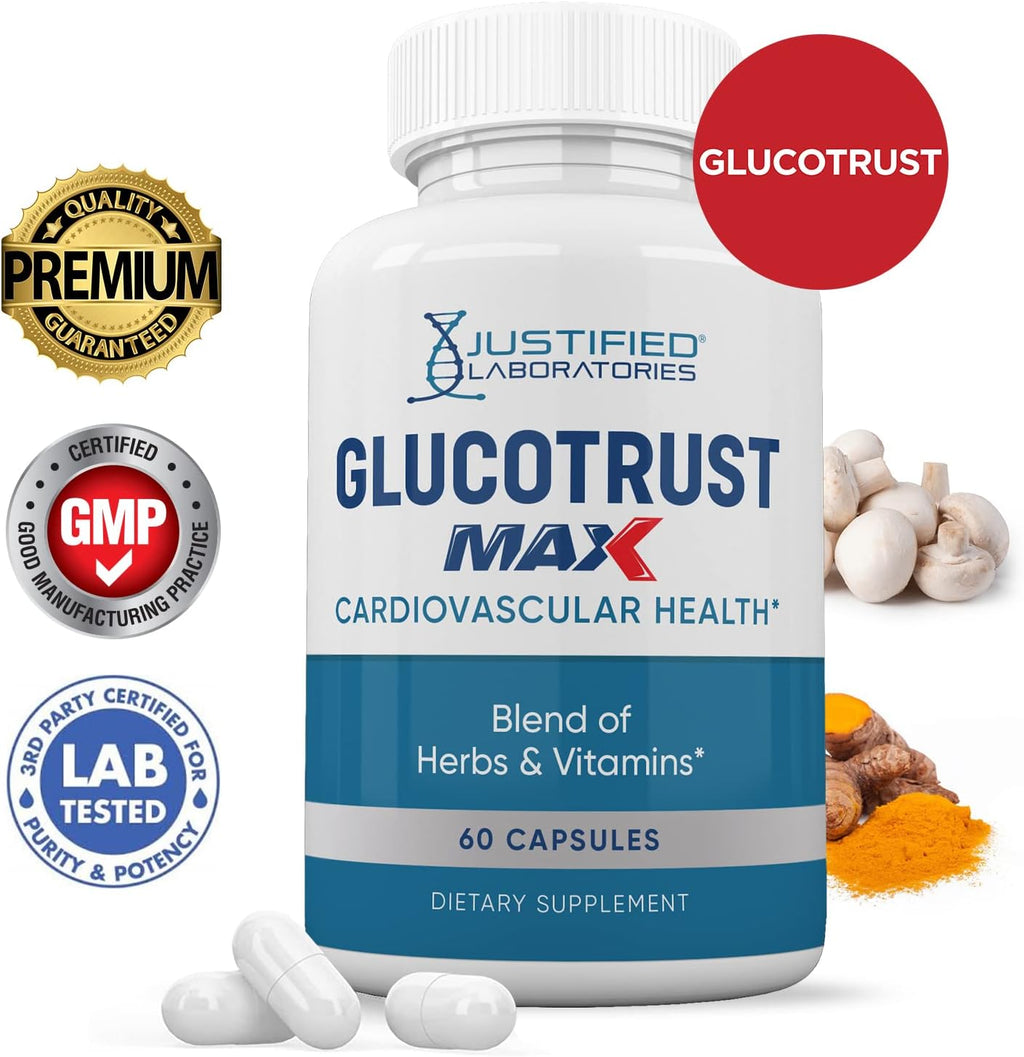 Justified Laboratories Glucotrust Max 1295MG (2 Envases, 120 Cápsulas)