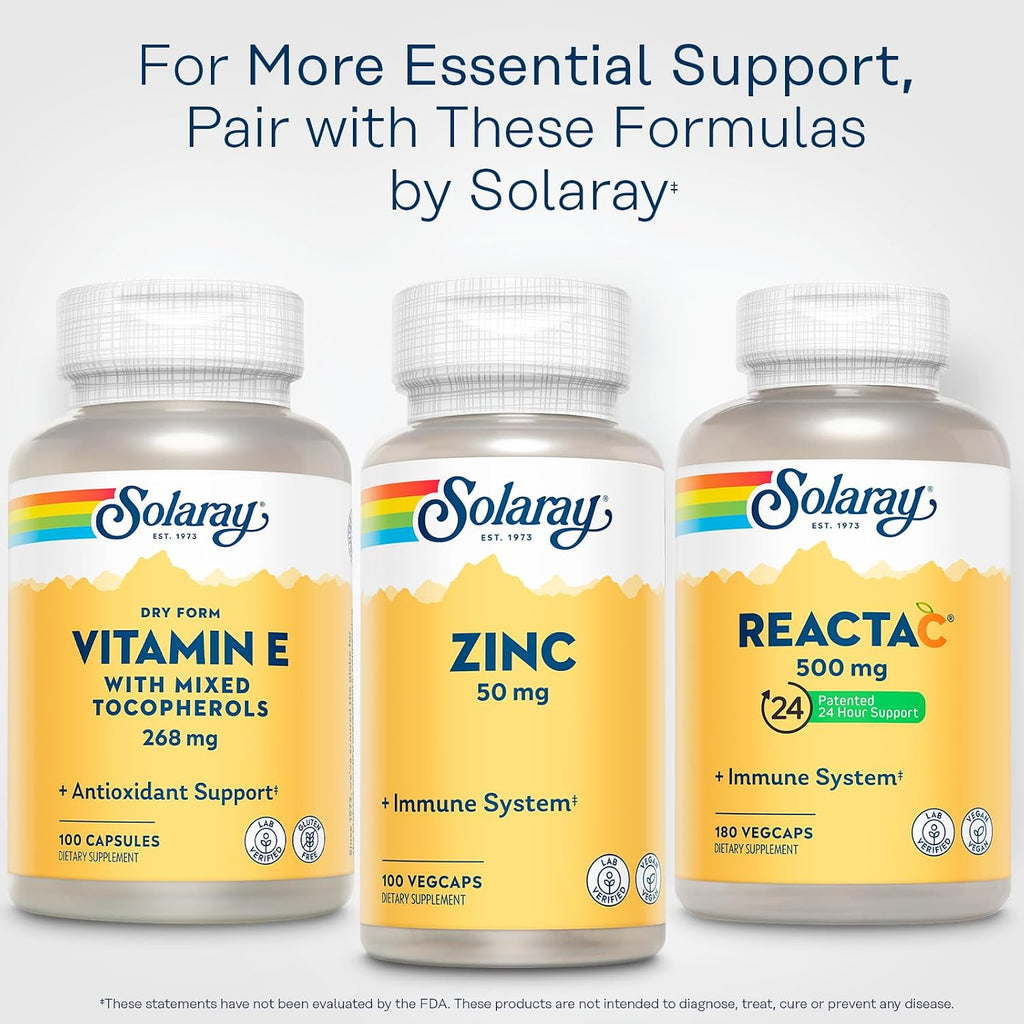 SOLARAY Vitamin E 400 IU (268 mg), Dry Form - Natural Source, Mixed Tocopherols - Antioxidant, Menopause & PMS Support - 100 Capsules