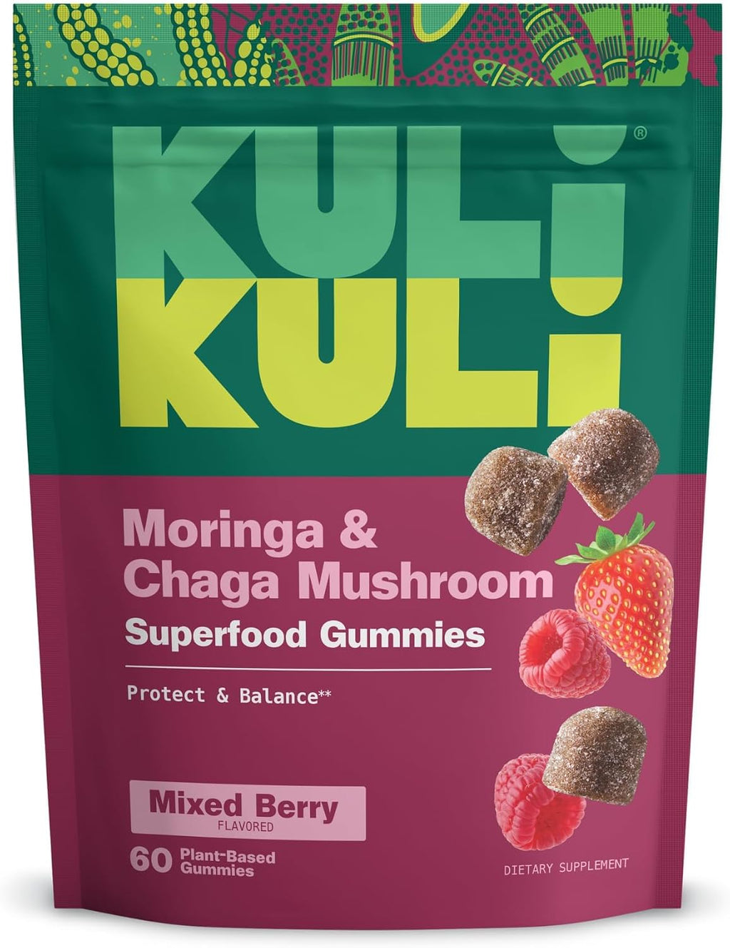 Kuli Kuli Super Gummies - Suplemento para la piel con baobab, saúco y biotina - 60 gominolas veganas, sin gluten