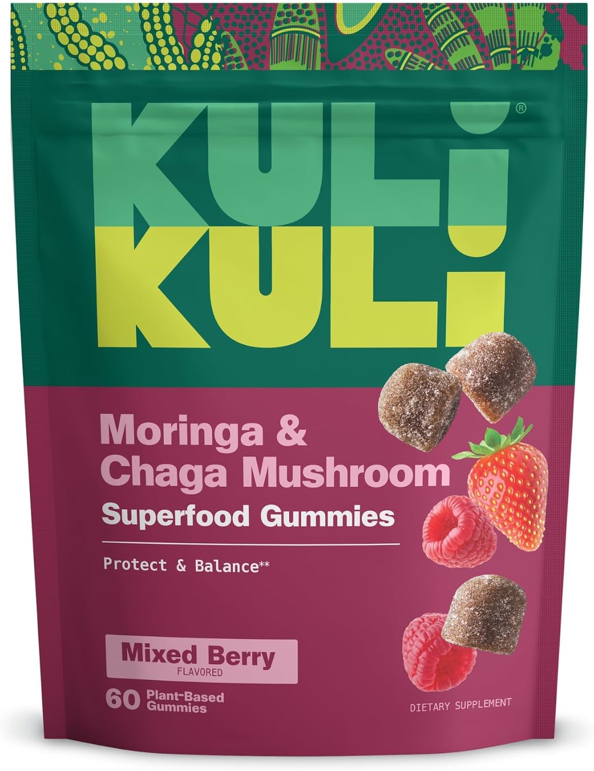 Kuli Kuli Super Gummies - Suplemento para la piel con baobab, saúco y biotina - 60 gominolas veganas, sin gluten