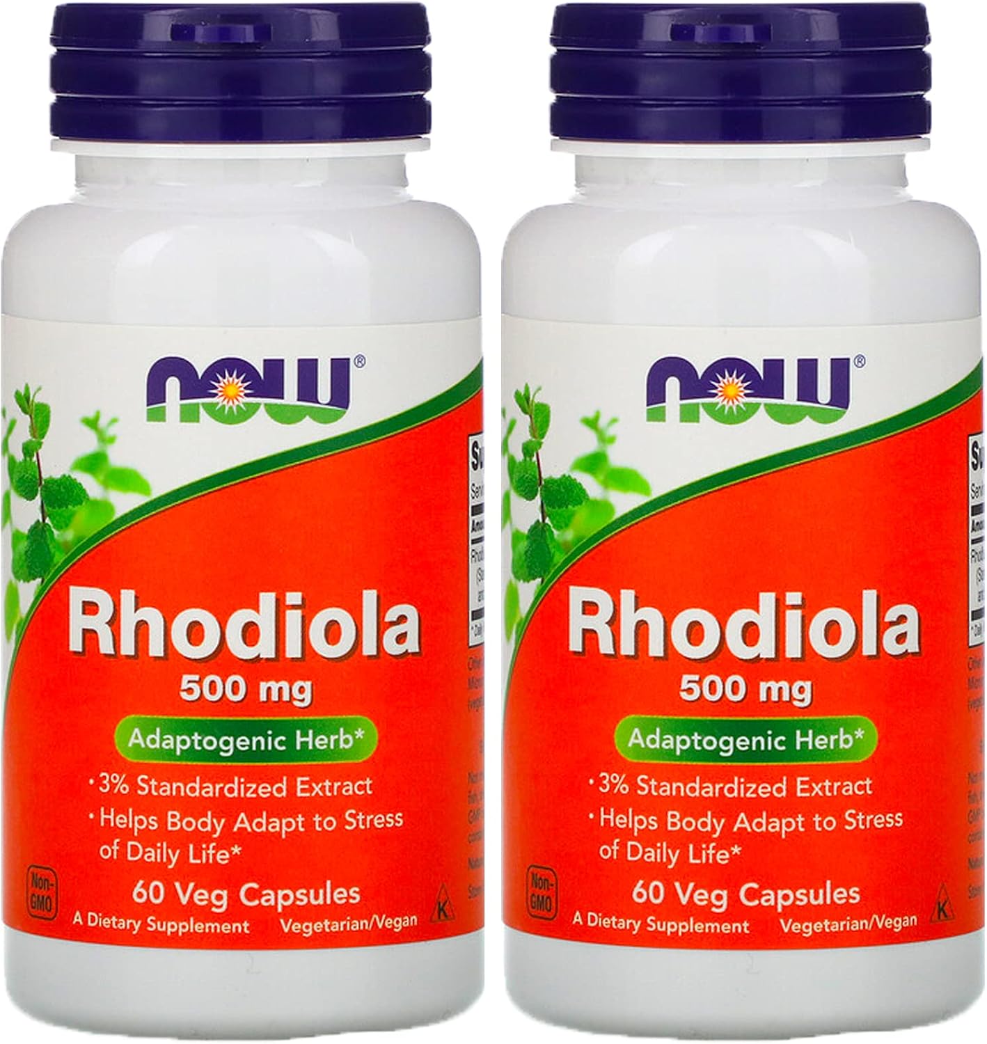 Now Foods, Rhodiola 500 mg, 60 Cápsulas Vegetales (Pack de 2)
