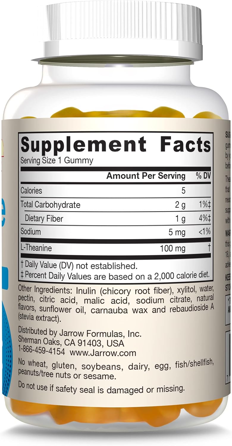 Jarrow Formulas L-Teanina 100 mg Gomitas, 60 gomitas sabor manzana