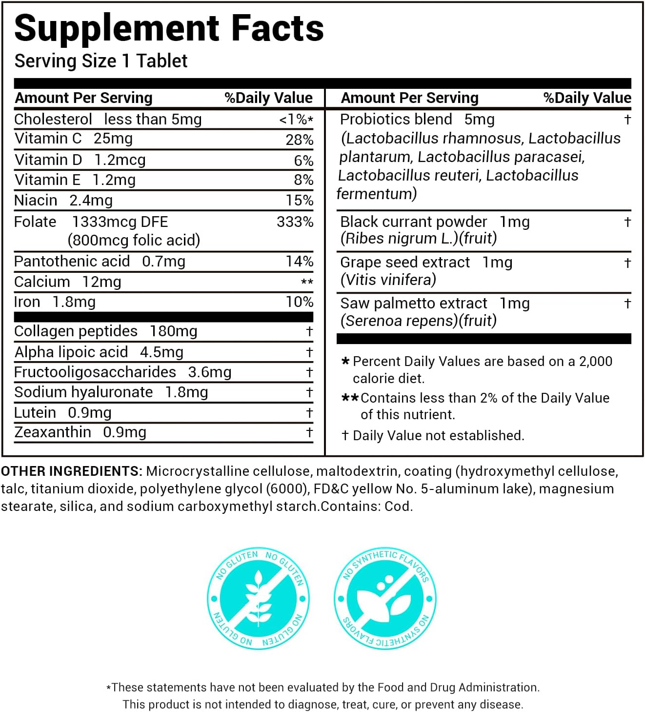 DrBioCare Colágeno Hidrolizado para Mujeres, Suplemento de Vitaminas y Minerales para la Belleza, con Vitamina D3, Probióticos, Complejo B, Vitamina E – 120 Comprimidos