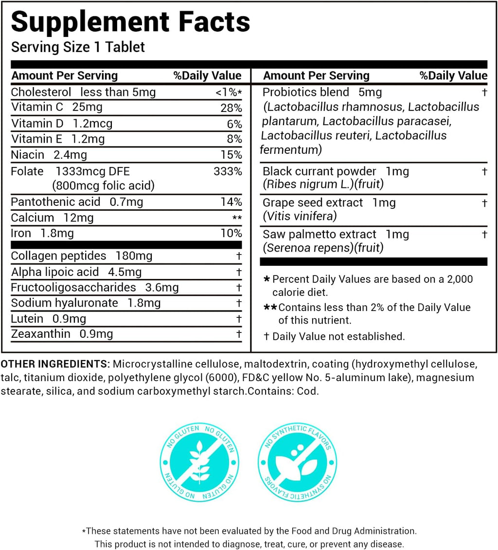 DrBioCare Péptidos de Colágeno para Mujeres - Suplemento de Vitaminas y Minerales de Belleza - 60 Comprimidos