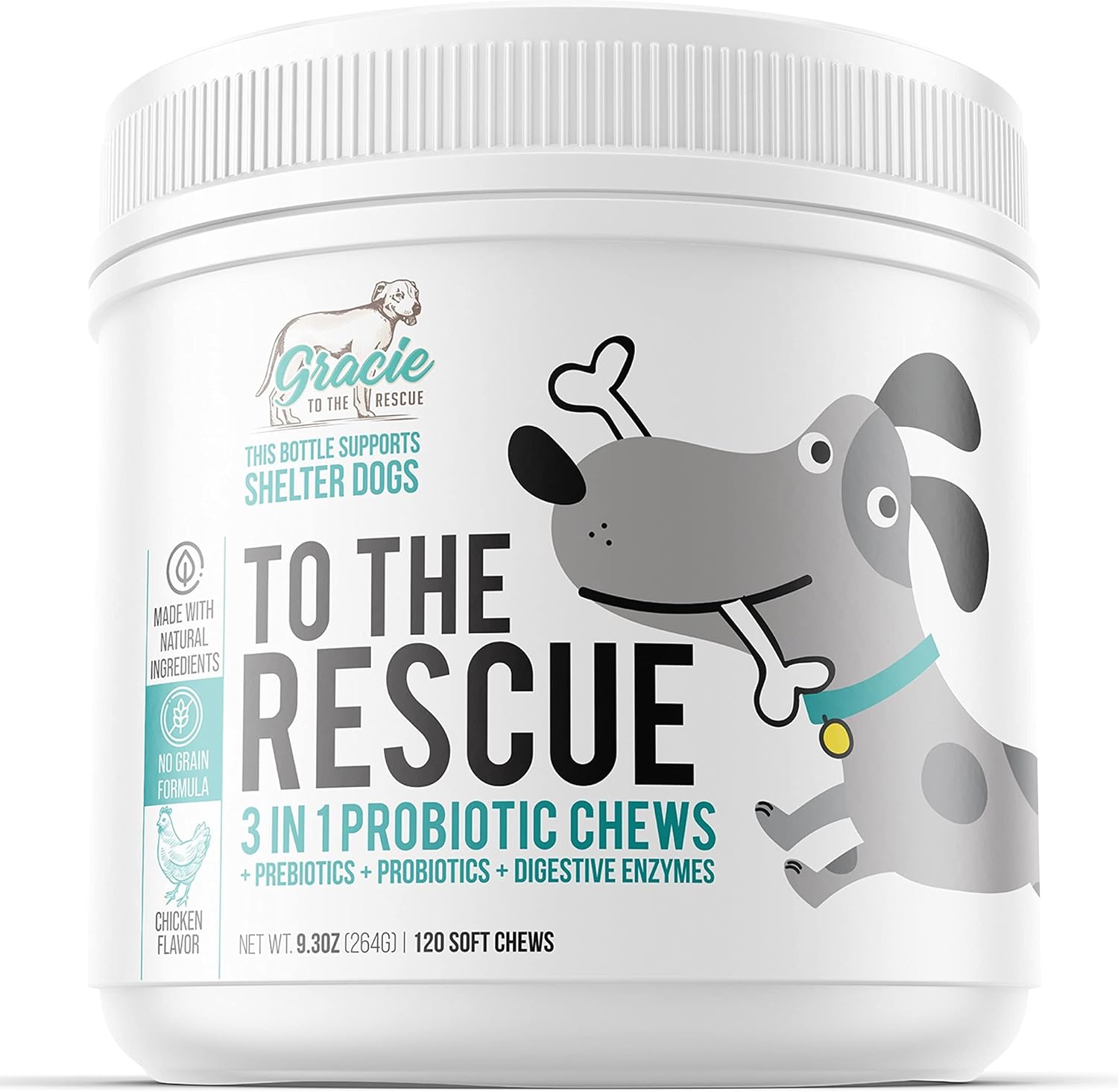Probióticos para Perros Masticables – Apoyo Digestivo con Enzimas – 120 Unidades