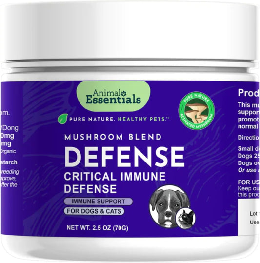 Animal Essentials MUSHROOM DEFENSE - Suplemento de setas para perros y gatos, extracto en polvo, 70g