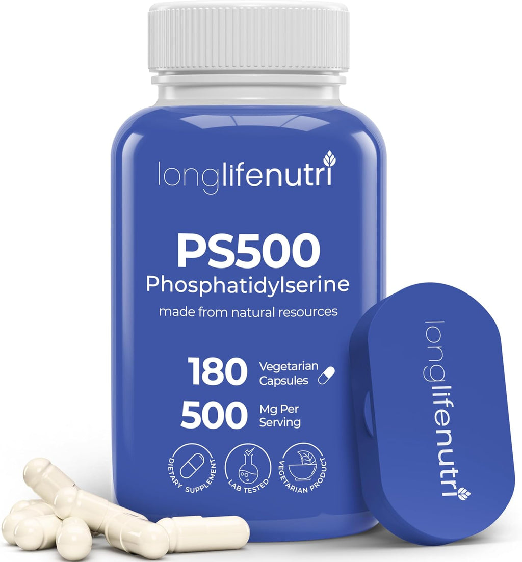 Phosphatidylserine Pure 500mg – 180 Cápsulas Vegetales, 3 Meses de Suministro