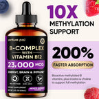 Venture Pal Vitamin B Complex Liquid Drops, B12 Metilcobalamina | B9 Fólico | B1,B2,B3,B5,B6,B7 - Vitamina C, Colina, Inositol, Apoyo Inmunológico y Metabolismo Energético, Cerebro y Corazón