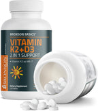 Bronson Vitamina K2 D3 (MK7) - 5000 UI Vitamina D3 + 90 mcg K2 MK-7, 120 Comprimidos