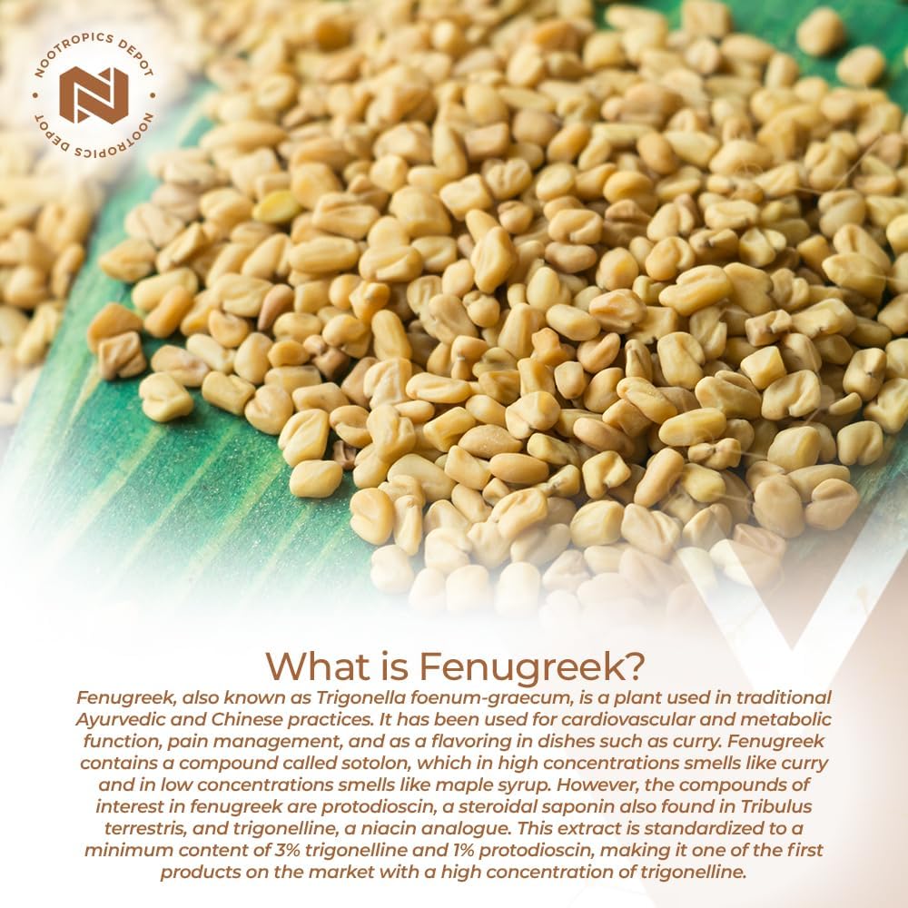 Extracto de Fenogreco de Nootropics Depot | 500 mg | 60 cápsulas | 3% Trigonelina, 1% Protodioscina