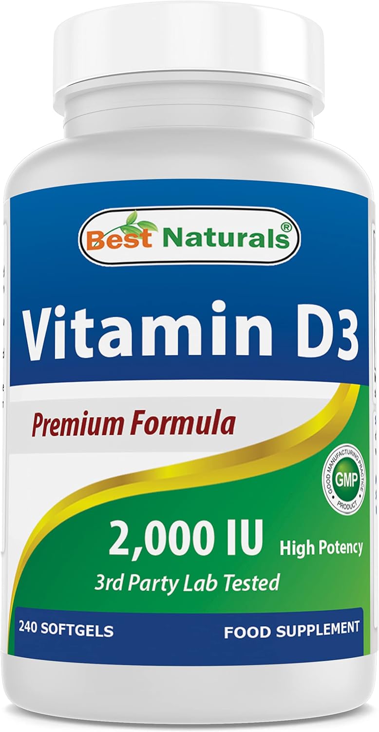 Best Naturals Vitamina D3 2000 UI, 240 Cápsulas Blandas